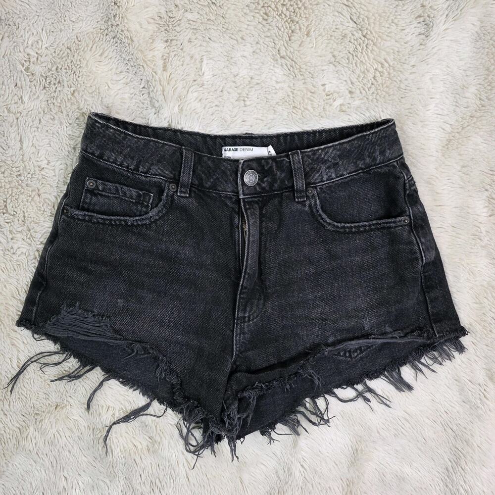 Garage Jean Shorts Denim Women’s Black Cut Off Size 3, 26 High Rise